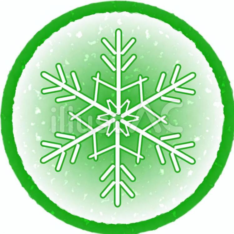 雪の結晶　緑丸枠2 クリスマス,雪の結晶,雪のイラスト素材