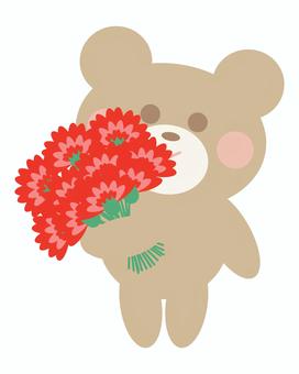 Carnation bouquet bear, , JPG, PNG and AI