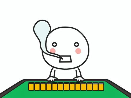 手牌を前に茫然自失の丸顔棒人間（麻雀） 茫然自失,抜け殻,ショック,敗北,麻雀,麻雀卓,牌,手牌,麻雀教室,サークルのイラスト素材