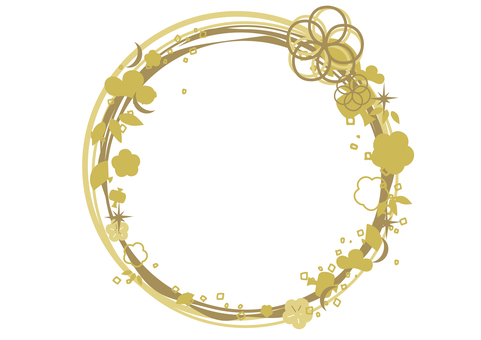 金色の正月リース 正月,年賀,新年,リース,ゴールド,お祝い,縁起物,松,竹,梅のイラスト素材