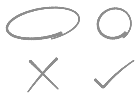 ペン文字の丸やバツとチェックマーク5 まる,バツ,チェック,ペン,採点,手書き,アイコン,先生,丸,ペケのイラスト素材
