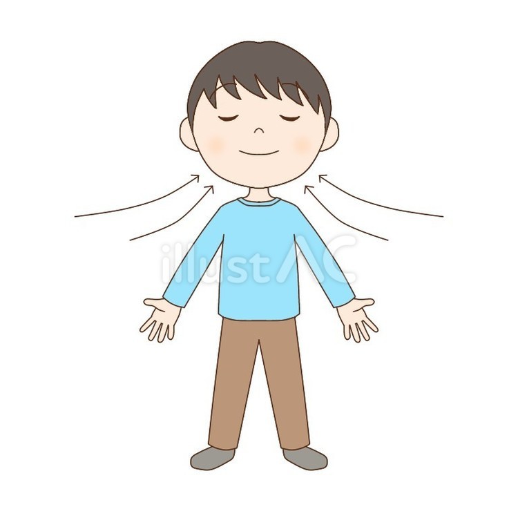 息を大きく吸う男の子のイラスト 人,人物,男の子のイラスト素材