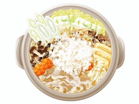 みぞれ鍋 みぞれ鍋,鍋もの,料理,食べ物,冬,大根おろし,大根,豚肉,えのき,しめじのイラスト素材