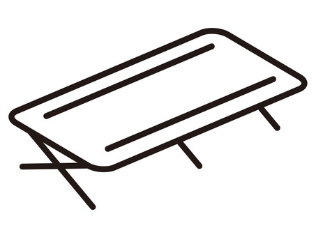 アウトドア簡易ベッドコット線画アイコン２ 簡易ベッド,コット,アウトドア,キャンプ,アイコン,線画,防災,レジャー,災害,非常時のイラスト素材