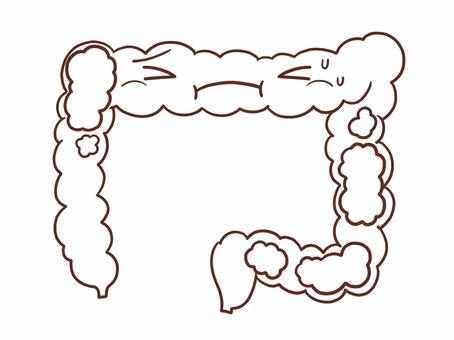 便秘の大腸(色なし) 内臓,臓器,大腸,腸,腸活,腸内,医療,手がき,シンプル,フリーハンドのイラスト素材