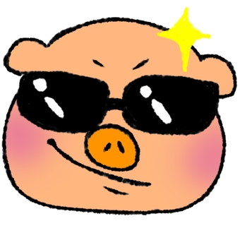 サングラスつけてカッコつけてるぶたさん サングラス,ぶた,手描き,かっこいい,キャラクター,キメ顔のイラスト素材