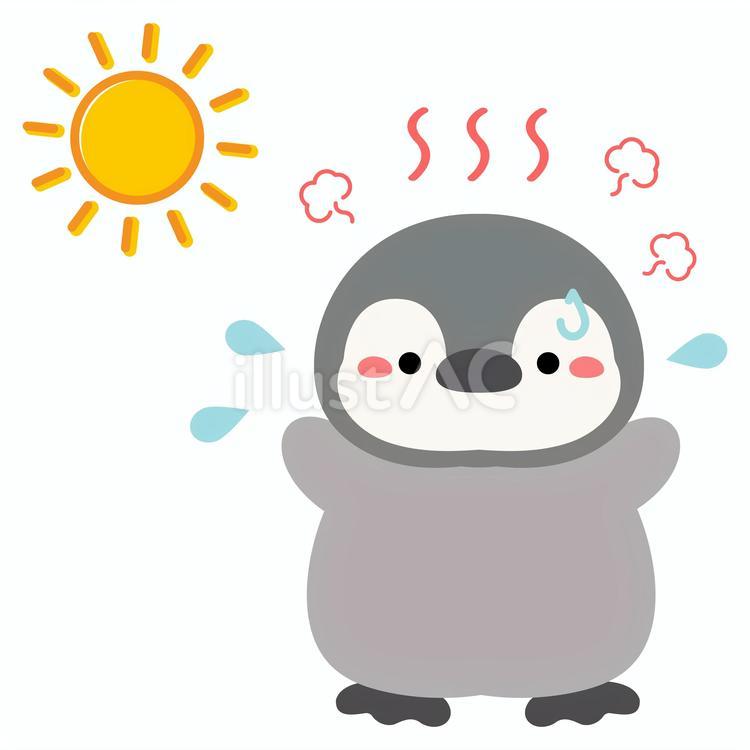熱中症のペンギン01 熱中症,日射病,熱射病のイラスト素材