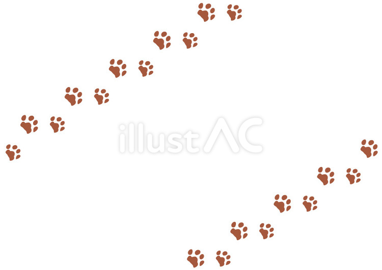 動物の足跡フレーム　茶色 猫,犬,足跡のイラスト素材