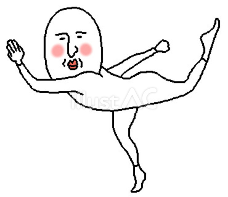 おっちゃん ヨガ,ストレッチ,ダンスのイラスト素材