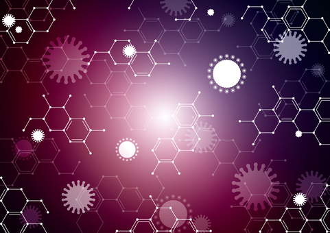 紫色の化学構造式とウイルスの背景素材 ウイルス,バクテリア,化学,構造式,幾何学,ライン,サイエンス,光,スタイリッシュ,紫色のイラスト素材