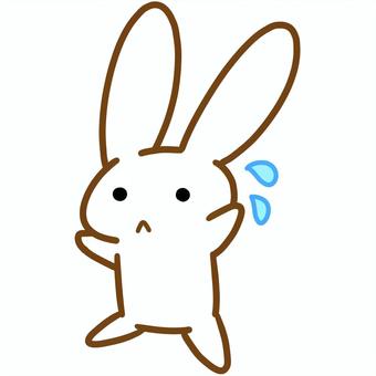 ゆるいうさぎ焦る うさぎ,兎,動物,キャラクター,マスコット,手描き,手書き,白,ゆるい,かわいいのイラスト素材