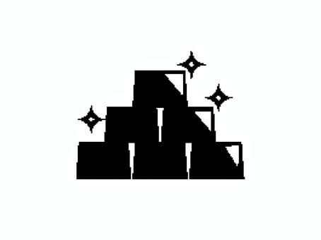 ドット絵風の金の延べ棒の白黒アイコン ドット絵風の金の延べ棒の白黒アイコン 金,延べ棒,インゴット,お宝,金塊,価値,貴金属,富豪,金持ち,資産のイラスト素材