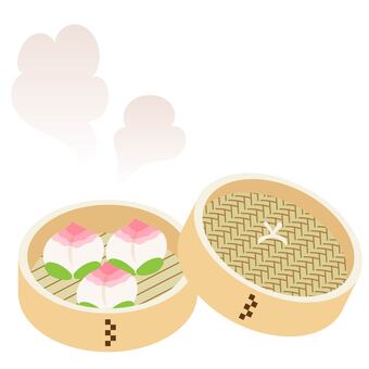 桃まんじゅう 桃まんじゅう,中華まん,まんじゅう,蒸しまんじゅう,点心,中華料理,スイーツ,おやつ,軽食,食べ物のイラスト素材
