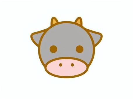 まんまる干支　牛黒 牛,動物,顔,干支,生き物,家畜のイラスト素材