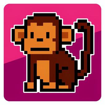 サルのピクセルアートアイコン サル,モンキー,猿,尻尾,霊長類,ニホンザル,動物,哺乳類,かわいい,ドット絵のイラスト素材