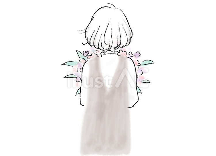 花束を持つ女性の後ろ姿 花束,持つ,女性のイラスト素材