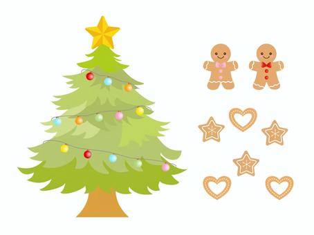 クリスマスツリー_ジンジャークッキー2 クリスマスツリー,クリスマス,パーツ,ゲーム,植物,星,冬,飾り,ハッピーホリデー,ハッピーホリデーズのイラスト素材