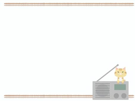 ラジオ_猫 ラジオ,猫,ちゃとら,動物,かわいい,防災,フレームのイラスト素材