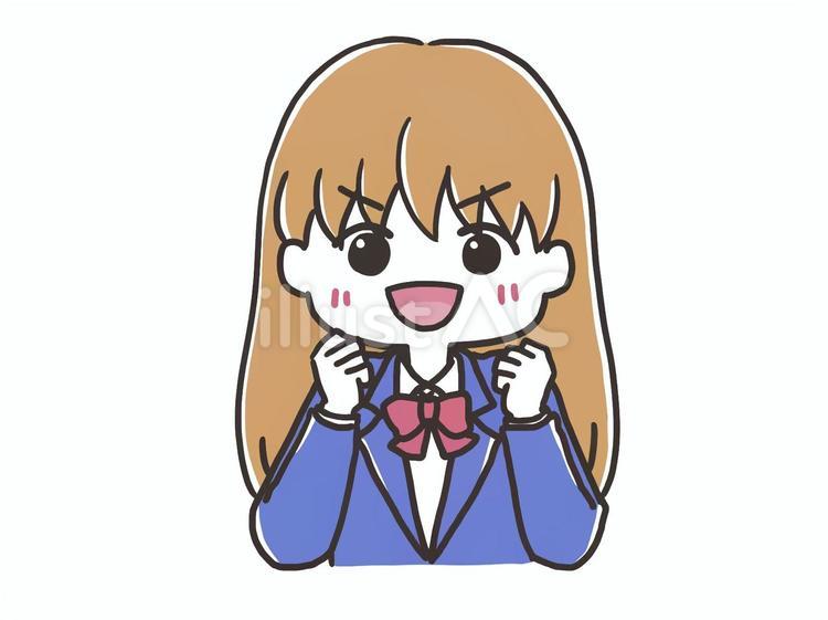 頑張るぞ　制服の女の子_02 頑張る,出来る,応援のイラスト素材