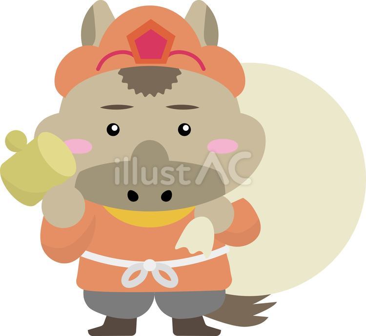 打ち出の小槌を持つ干支の馬キャラ大黒天 馬,干支,午年のイラスト素材
