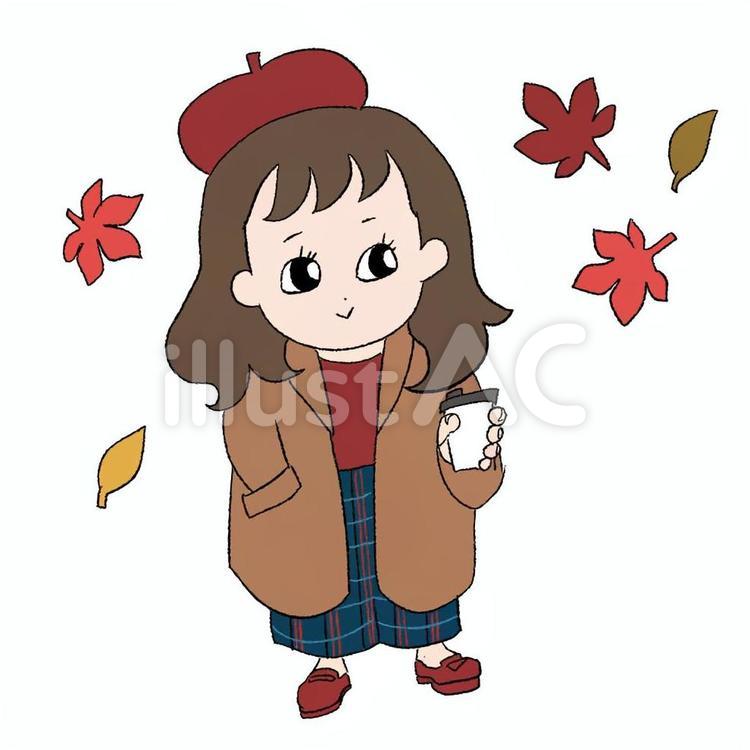 秋を感じる 秋,女の子,女性のイラスト素材