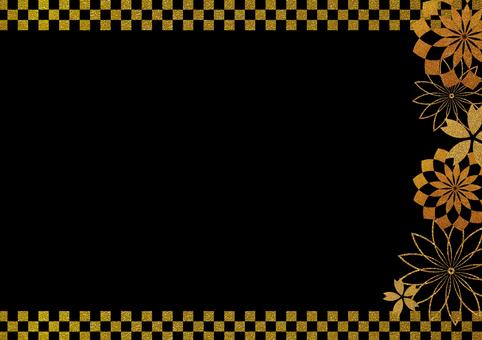 Gold leaf flower and checkered background material 2, JPG Gold leaf flower and checkered background material 2, , JPG