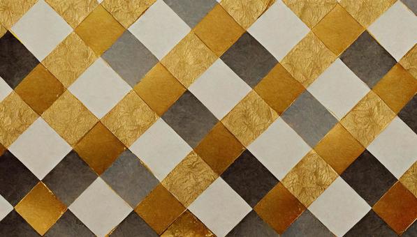 Stylish brown checkered pattern drawn on Japanese paper, , JPG