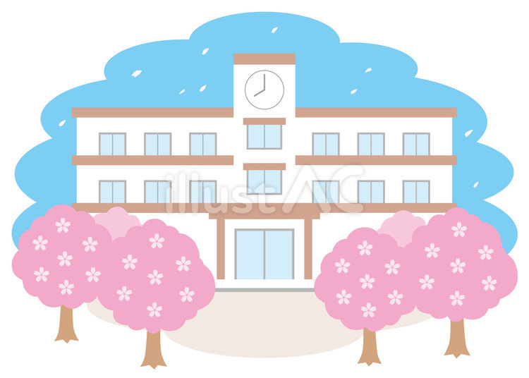 春＿桜と校舎 校舎,桜,春のイラスト素材