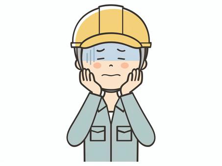 ショックを受ける男性作業員 ショックを受ける男性作業員 困る,不安,悩む,落ち込む,不調,ガーン,ショック,緊張,失敗,建築士のイラスト素材