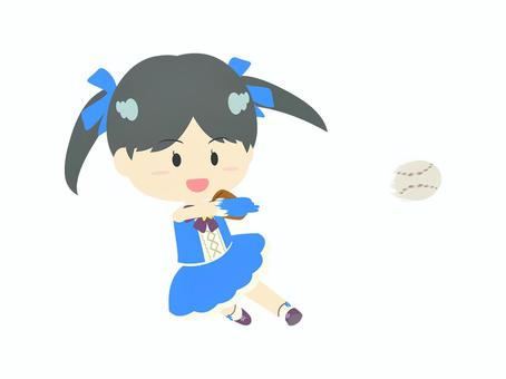 華麗なフィールディングを見せるアイドル アイドル,女性,芸能人,送球,歌手,仮装,かわいい,美少女,萌え系,青のイラスト素材