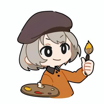 絵を描く女の子 絵,女の子,かわいい,絵画,イラストレーターのイラスト素材