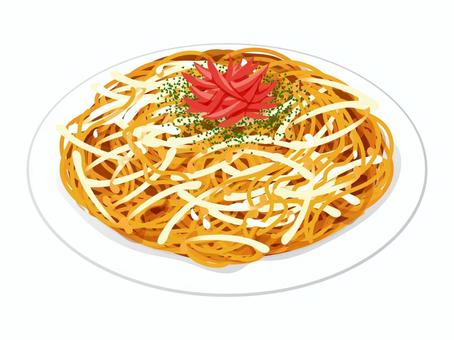 もやし焼きそば 焼きそば,もやし,ソース,麺類,b級グルメ,料理,食べ物,青のり,紅生姜,皿のイラスト素材