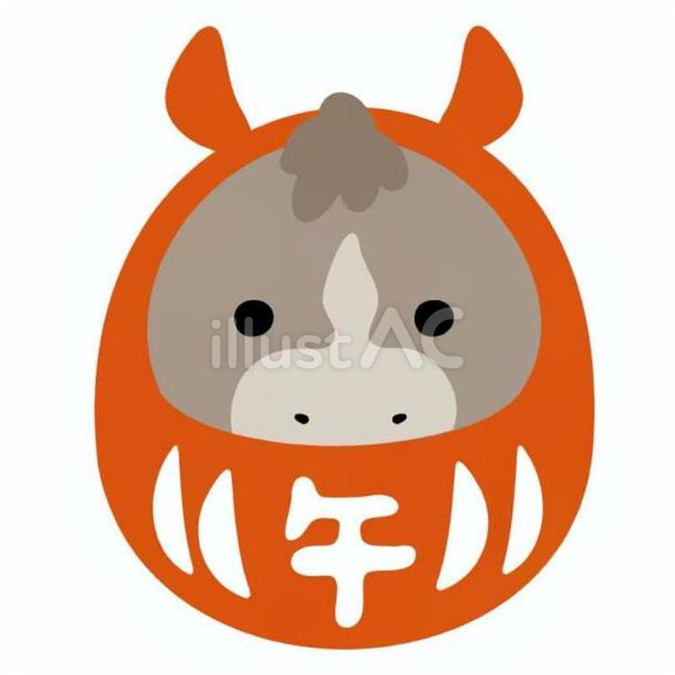 だるまの馬 馬,顔,だるまのイラスト素材