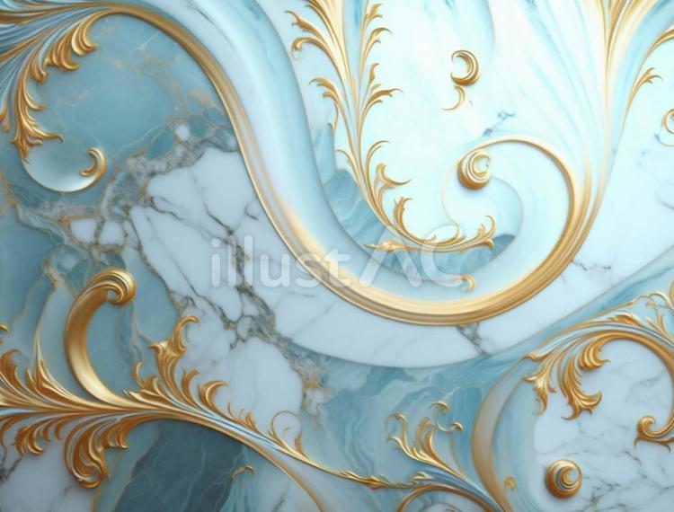 水色とゴールドのマーブル模様 マーブル,模様,水色のイラスト素材
