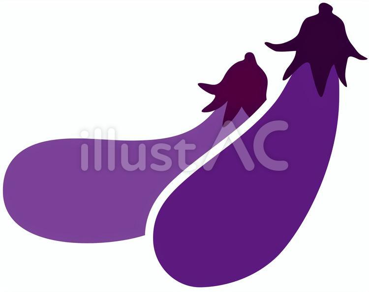 2本の紫色のナスのイラスト素材 ナス,茄子,野菜のイラスト素材