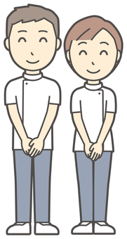  理学療法士の男女-014-全身 ニコニコ,理学療法士,男女,医療,病院,クリニック,整体師,柔道整復師,鍼灸師,人物のイラスト素材