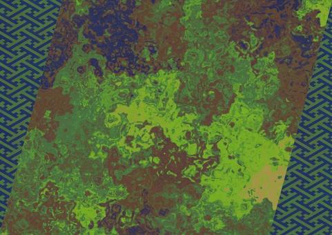 緑と茶色の和柄マーブルテクスチャ テクスチャ,和柄,紗綾形,緑,茶色,青,背景,液体,日本,伝統のイラスト素材