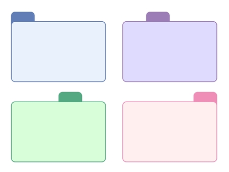 カラフルタブ付きフレーム（角丸） フレーム,タブ,見出し,表紙,かわいい,シンプル,パステルカラー,4色,セットのイラスト素材
