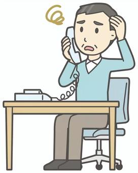 ニット中年男性-544-全身  ニット中年男性-544-全身 電話,困った,おじさん,男性,中年,お父さん,パパ,シニア,ミドルエイジ,人物のイラスト素材