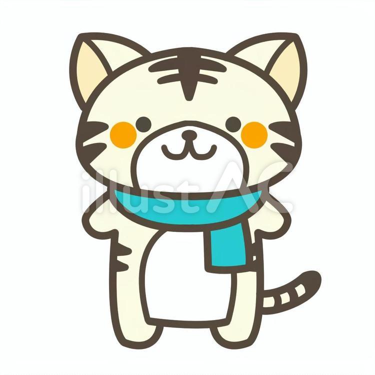 ほわいとたいがー（マフラー） 寅,寅年,ホワイトタイガーのイラスト素材