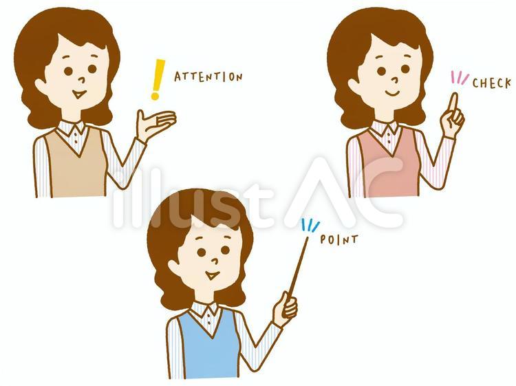 案内する女性_1 女性,人,線画のイラスト素材