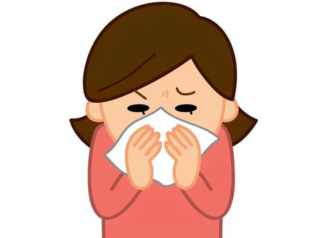 ティッシュで鼻をかむ女 ティッシュで鼻をかむ女 体調不良,鼻水,女,ティッシュ,かむ,病気,花粉症,風邪,インフルエンザのイラスト素材