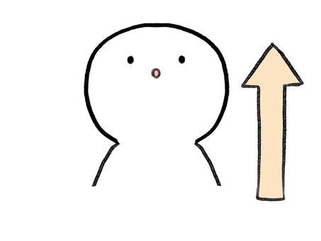 上を見る棒人間 棒人間,人物,見上げる,矢印,up,手描き,落書き,表情,黒,シンプルのイラスト素材