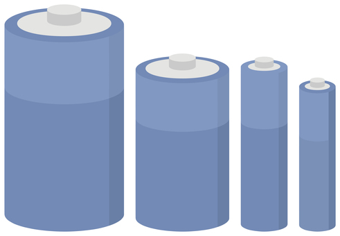 電池（くすみ青） 電池,アルカリ電池,マンガン電池,バッテリー,単一,単二,単三,単四,くすみ,シンプルのイラスト素材