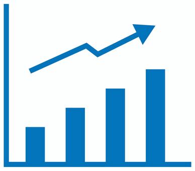 右肩上がりのグラフ 青 グラフ,上昇,増加,右肩上がり,データ,売上,業績,成績,利益,矢印のイラスト素材