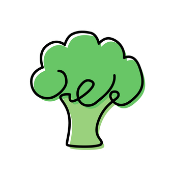 一筆書きのブロッコリーアイコン ブロッコリー,アイコン,かわいい,線画,一筆書き,手描き,野菜,黒,食べ物,ベクターのイラスト素材