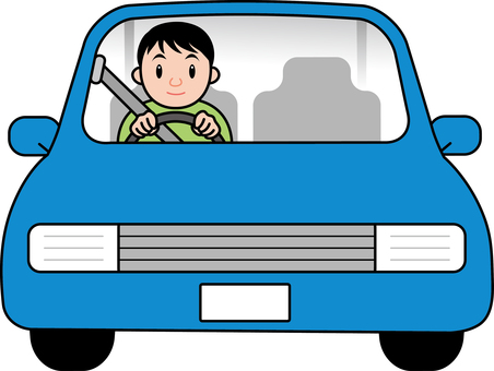 車と運転手（若い男性） 車,自転車,マイカー,走行,運転,人物,男性,若い,若者,ドライバーのイラスト素材
