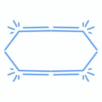 青で描いた直線と六角形のあしらい 青,直線,六角形,あしらい,イラスト,手描き,手描きイラスト,シンプル,飾り,線画のイラスト素材