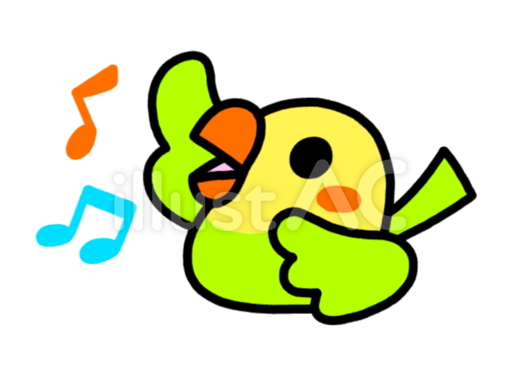 歌うインコ　黄緑 インコ,動物,鳥のイラスト素材