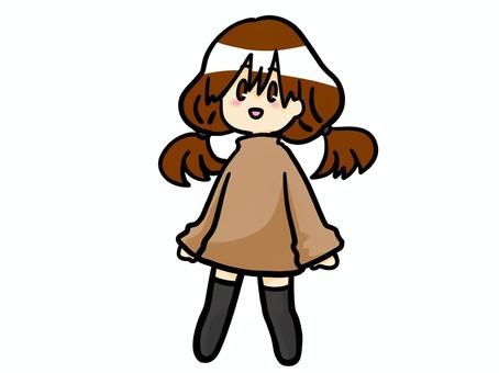 ゆるふわ小さめ少女 ゆるふわ小さめ少女 女の子,小さい,小さめ,かわいい,笑顔,笑う,にこにこ,ゆるふわ,キャラクター,おさげのイラスト素材